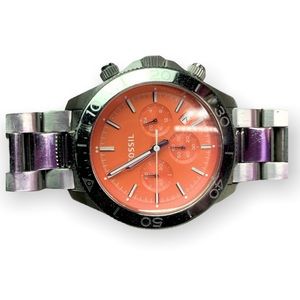 Fossil Watch Large Orange Face